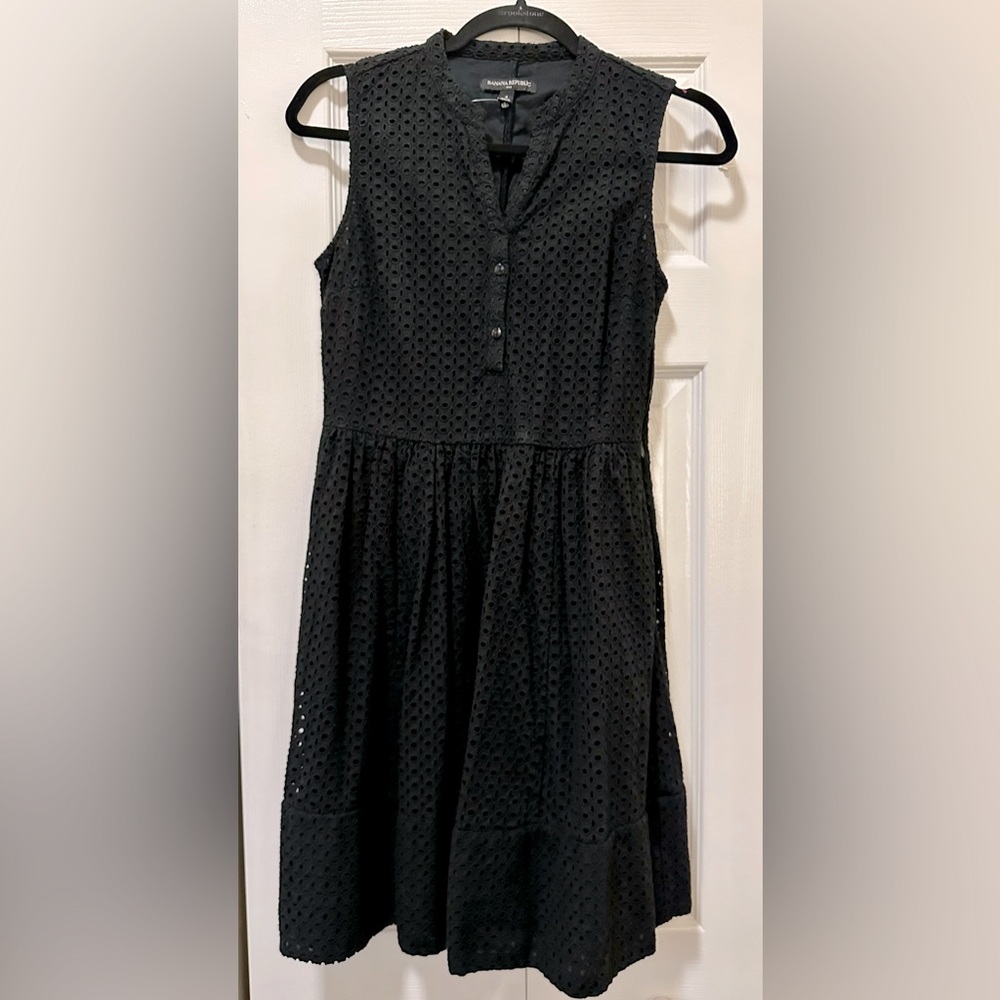 Banana Republic Black Eyelet Fit and Flare Dress